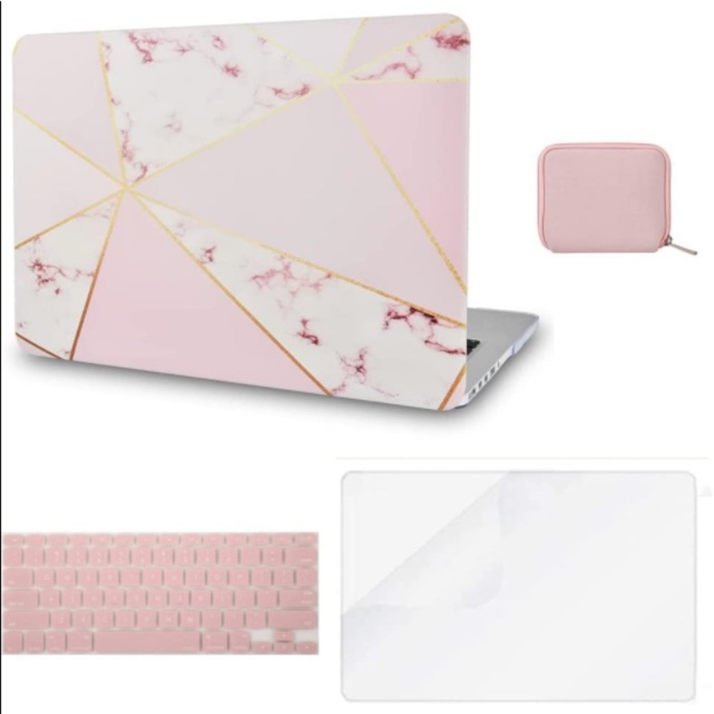 Girls Pink rose gold marble MacBook Pro 13 inch Case 2022-2016